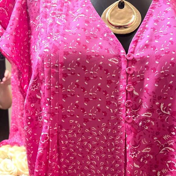 CYNTHIA ROWLEY Woman Top, PLUS SIZE 1X, pink, Flutter Sleeve Tunic - Picture 3 of 3